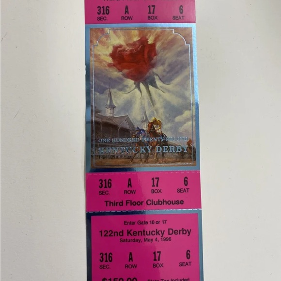 Grindstone MAY 1996 KENTUCKY DERBY 122nd Churchill Downs Original Ticket Horse - Picture 9 of 12